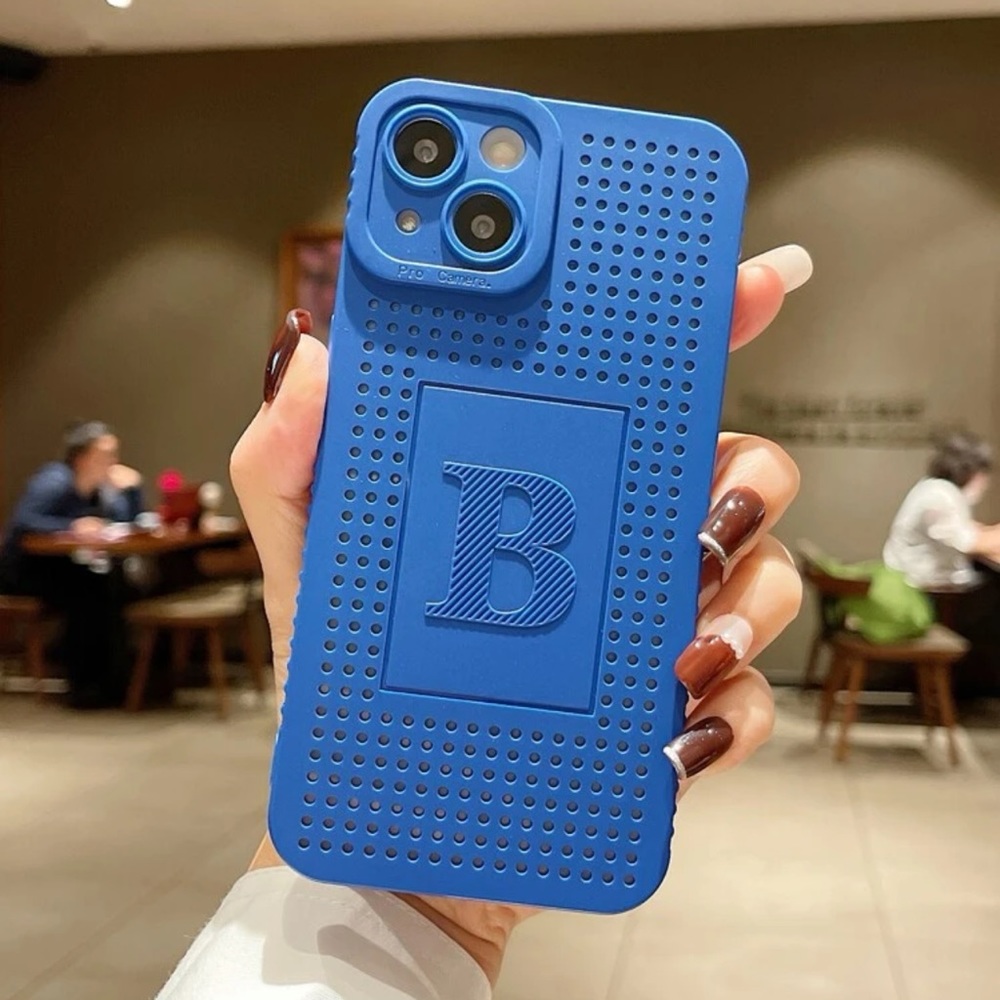 Blue initial letter B silicone iPhone 13 pro max case